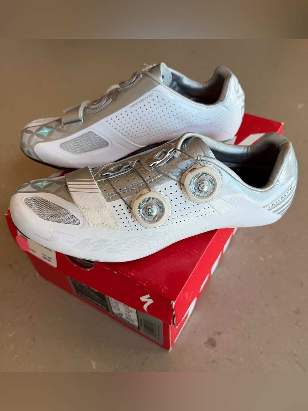 Specialized S-Works Road Cycling Shoes EU 38 US 7.25 White Silver Carbon BOA Box